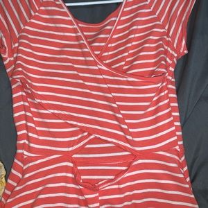 coral & white striped dress